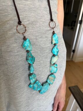 Turquoise Leather Necklace